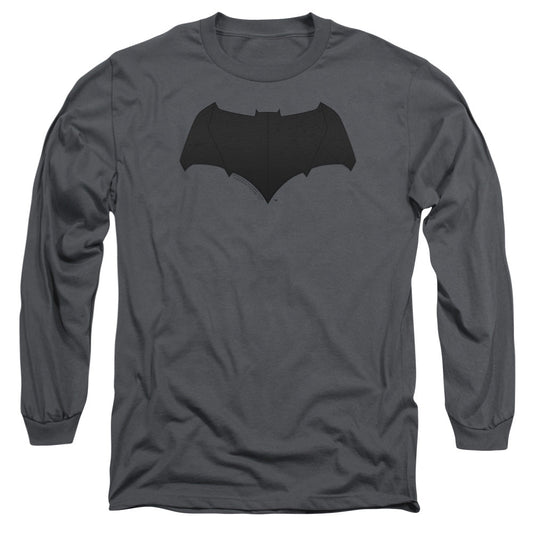 Justice League Movie Batman Logo Mens Long Sleeve Shirt Charcoal Officially Licensed