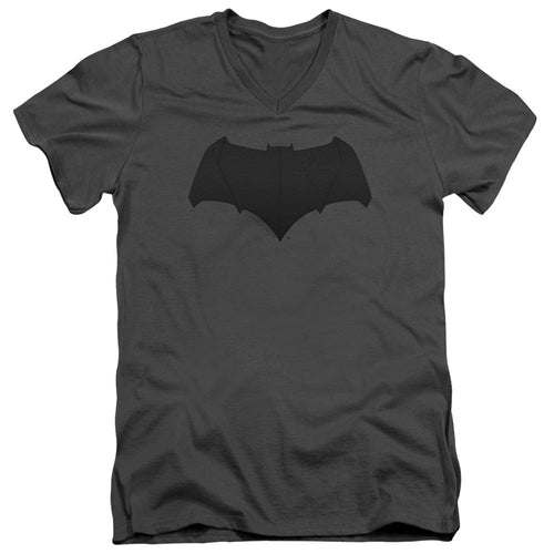 Justice League Movie Batman Logo Mens Slim Fit V-Neck T Shirt Charcoal