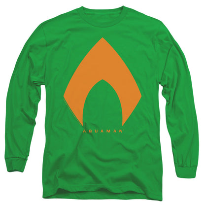 Justice League Movie Aquaman Solid Color Mens Long Sleeve Shirt Kelly Green Officially Licensed