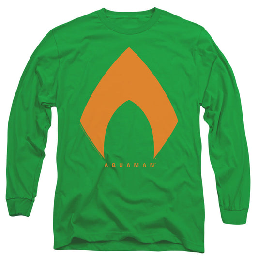 Justice League Movie Aquaman Solid Color Mens Long Sleeve Shirt Kelly Green Officially Licensed