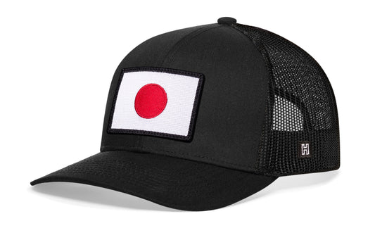Japanese Flag Trucker Haka Hat Black Japan Snapback