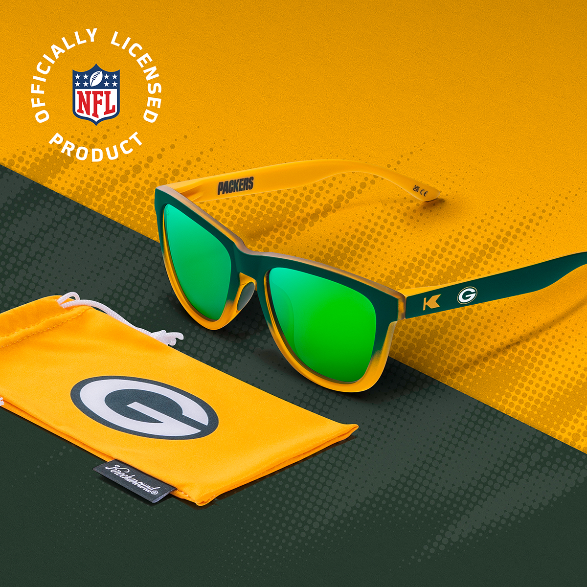 Green Bay Packers Premiums Sport Officially Licensed Knockaround Sunglasses