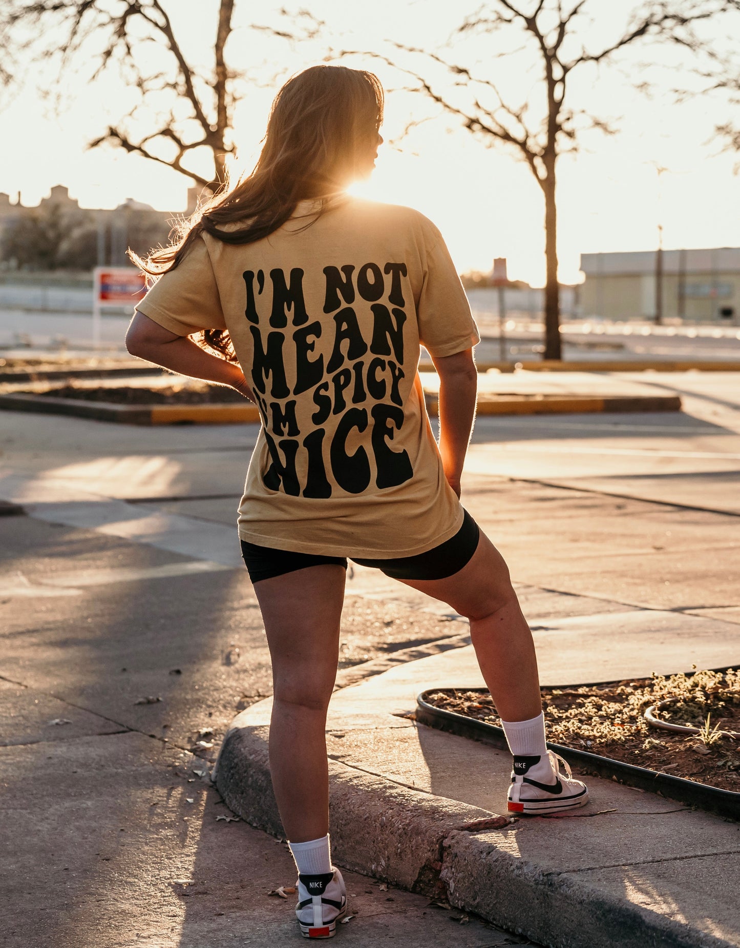 I'm Not Mean I'm Spicy Nice Graphic Tee Womens T Shirt Mustard Yellow
