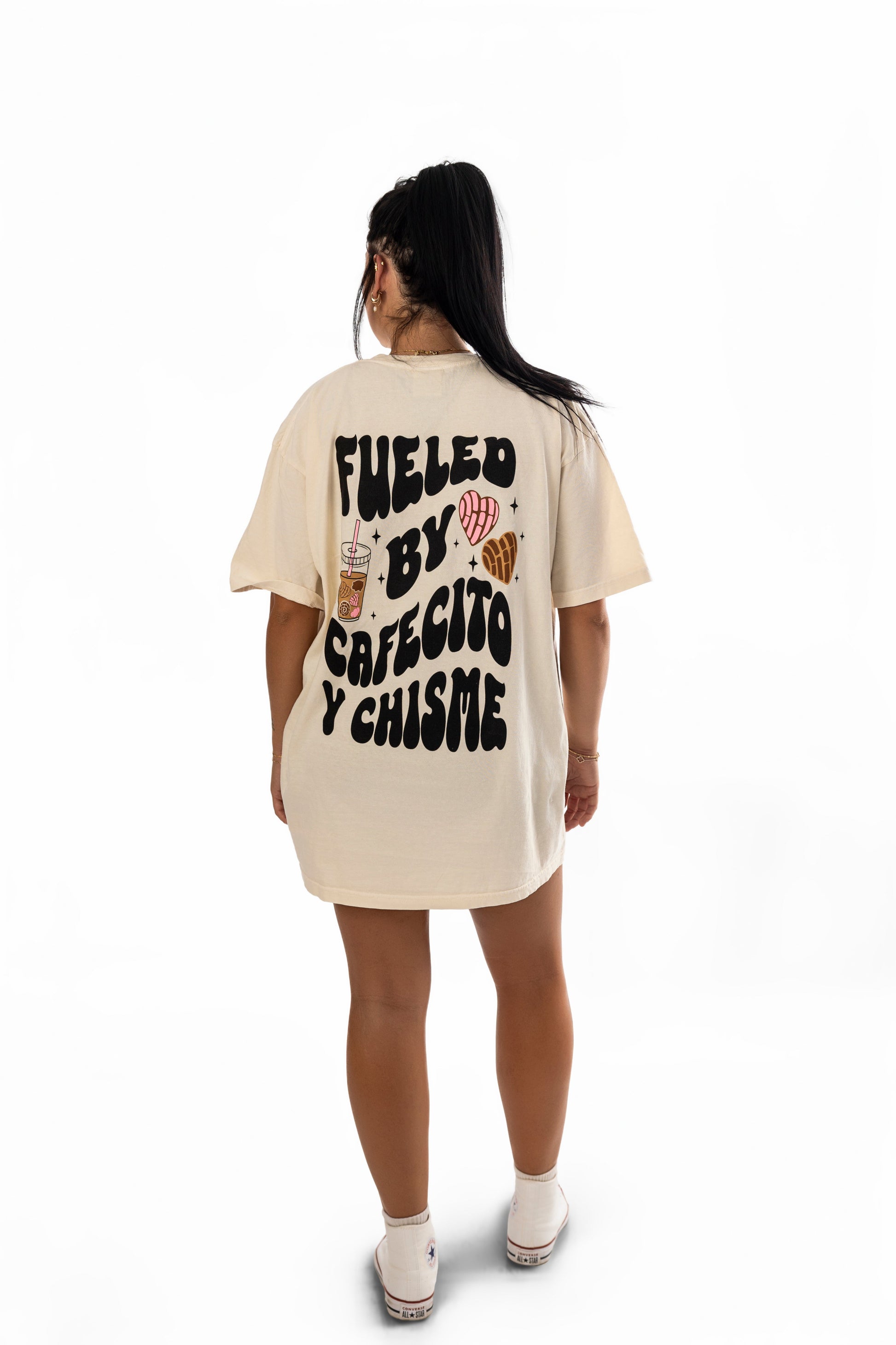 Fueled by Cafecito Y Chisme Womens T Shirt