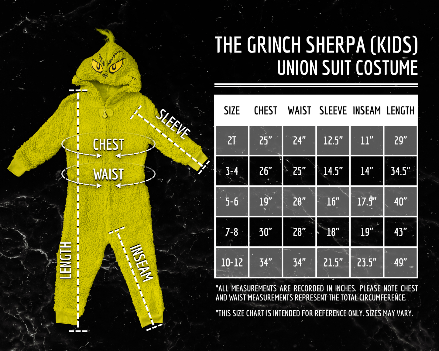Youth Kids Toddler Grinch Sherpa Union Suit Pajamas Halloween Cosplay Costume