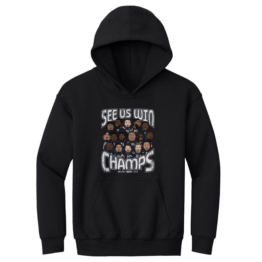Seattle Football 2025 Champs Cartoon WHT