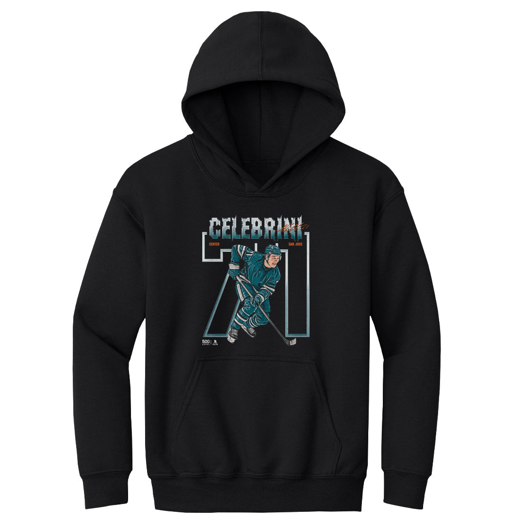 Macklin Celebrini San Jose Number Outline WHT