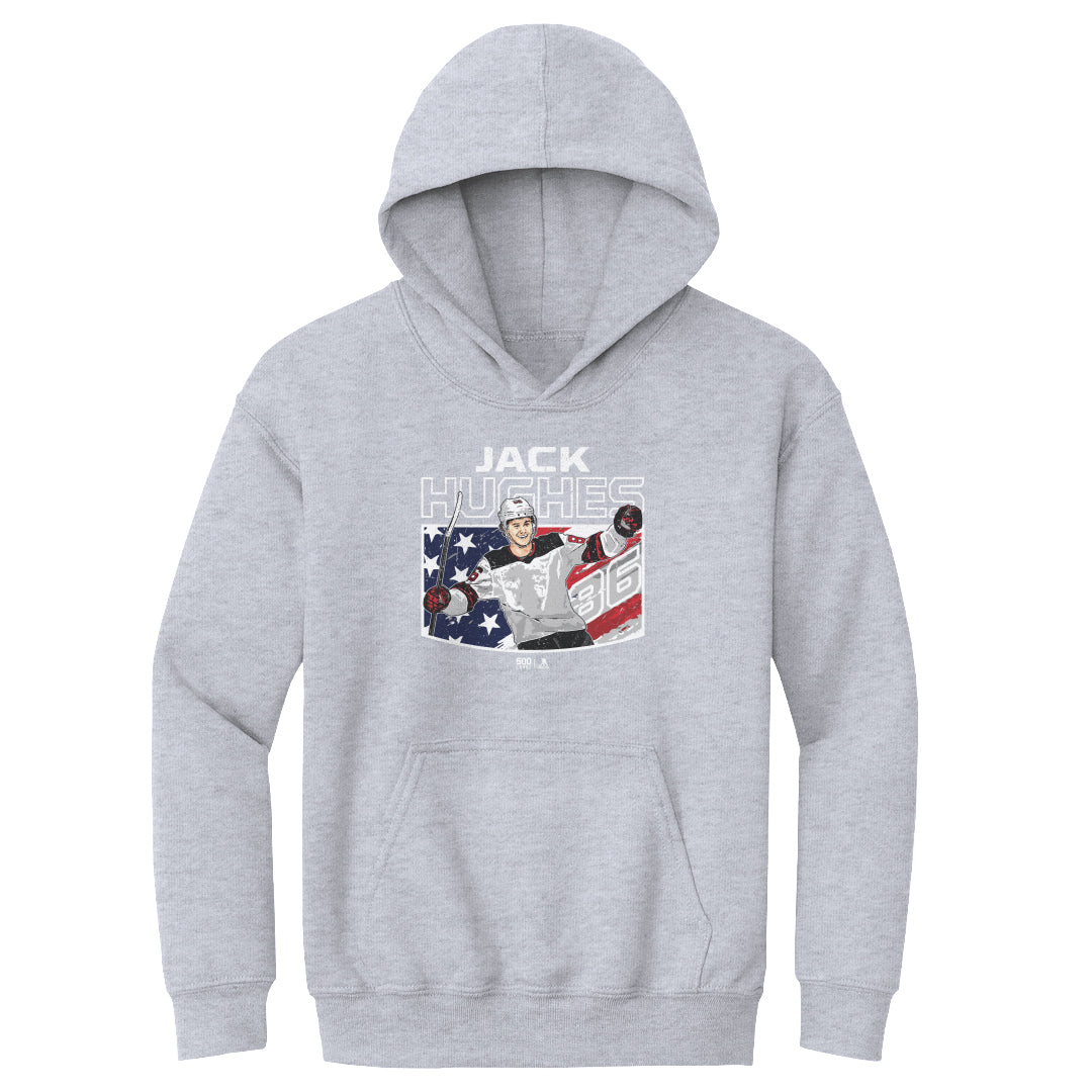 Jack Hughes New Jersey American Flag WHT