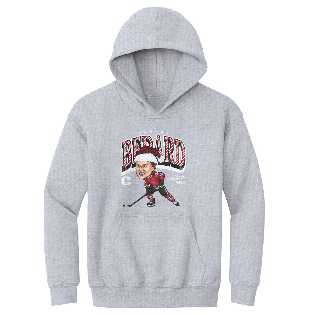 Connor Bedard Chicago Cartoon Santa Hat WHT