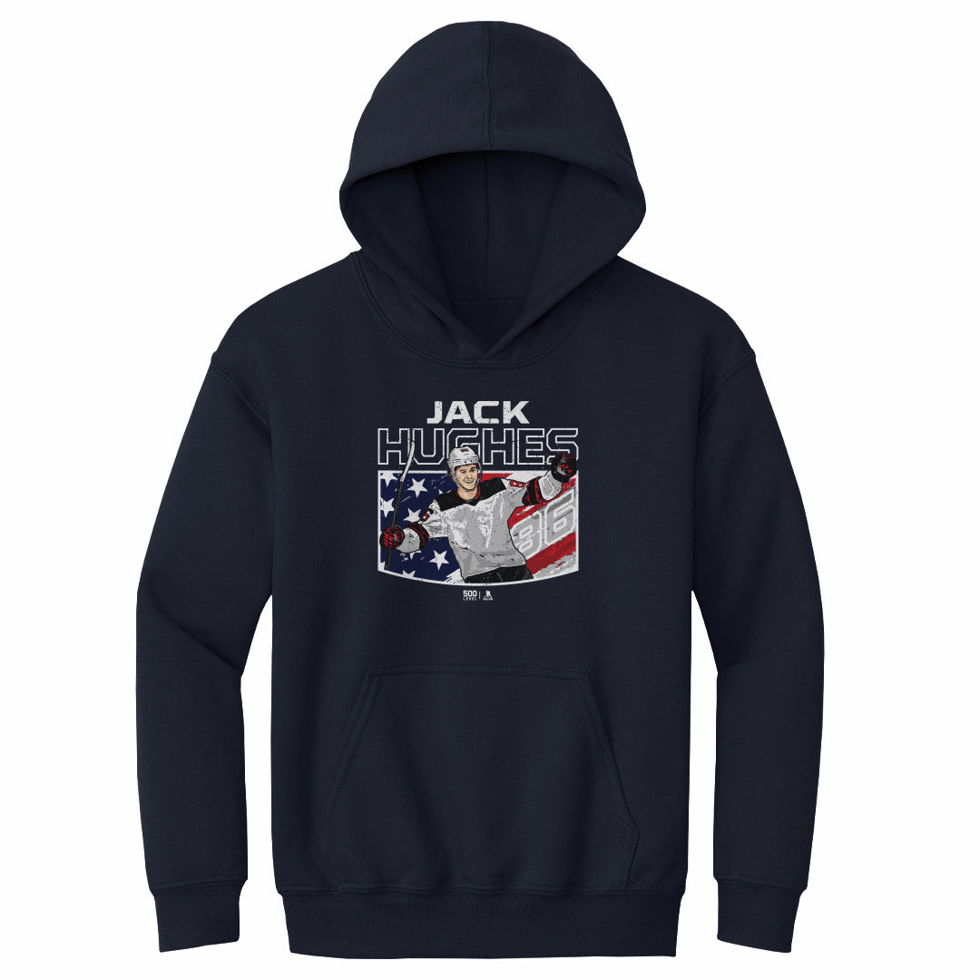 Jack Hughes New Jersey American Flag WHT