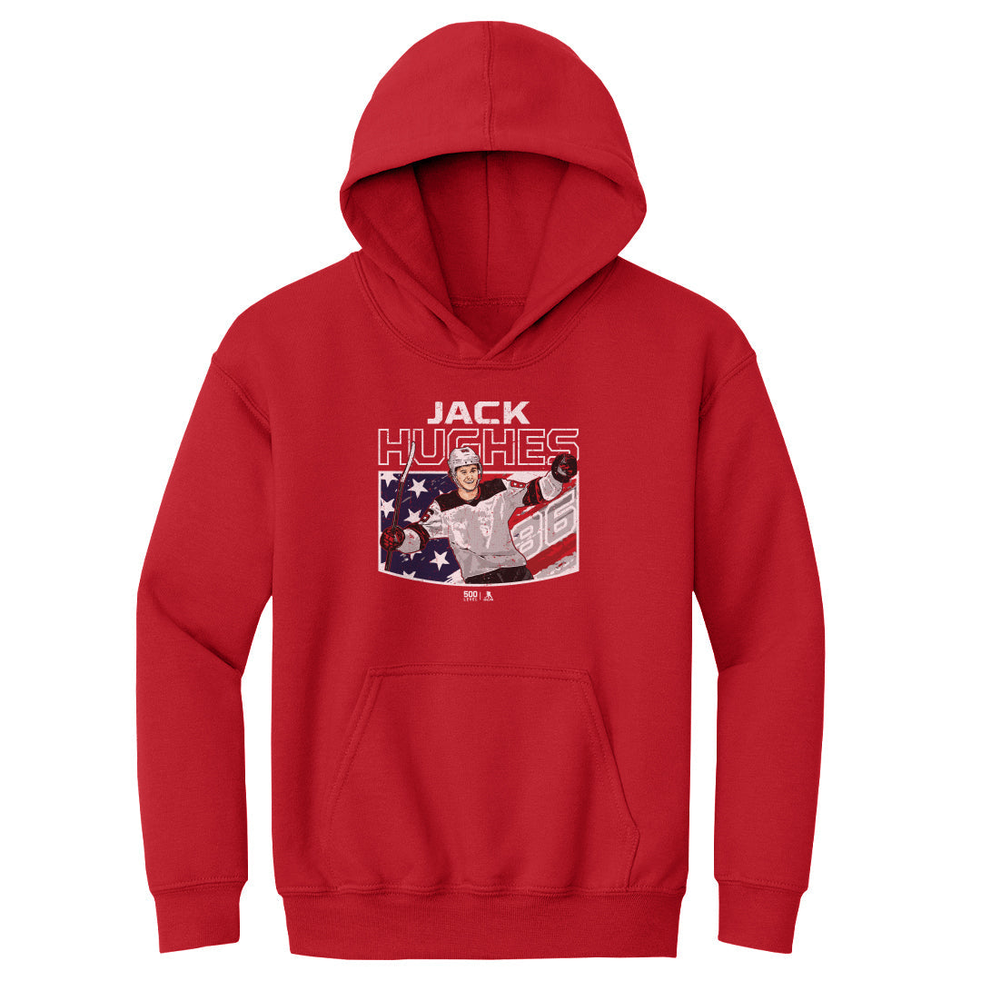 Jack Hughes New Jersey American Flag WHT