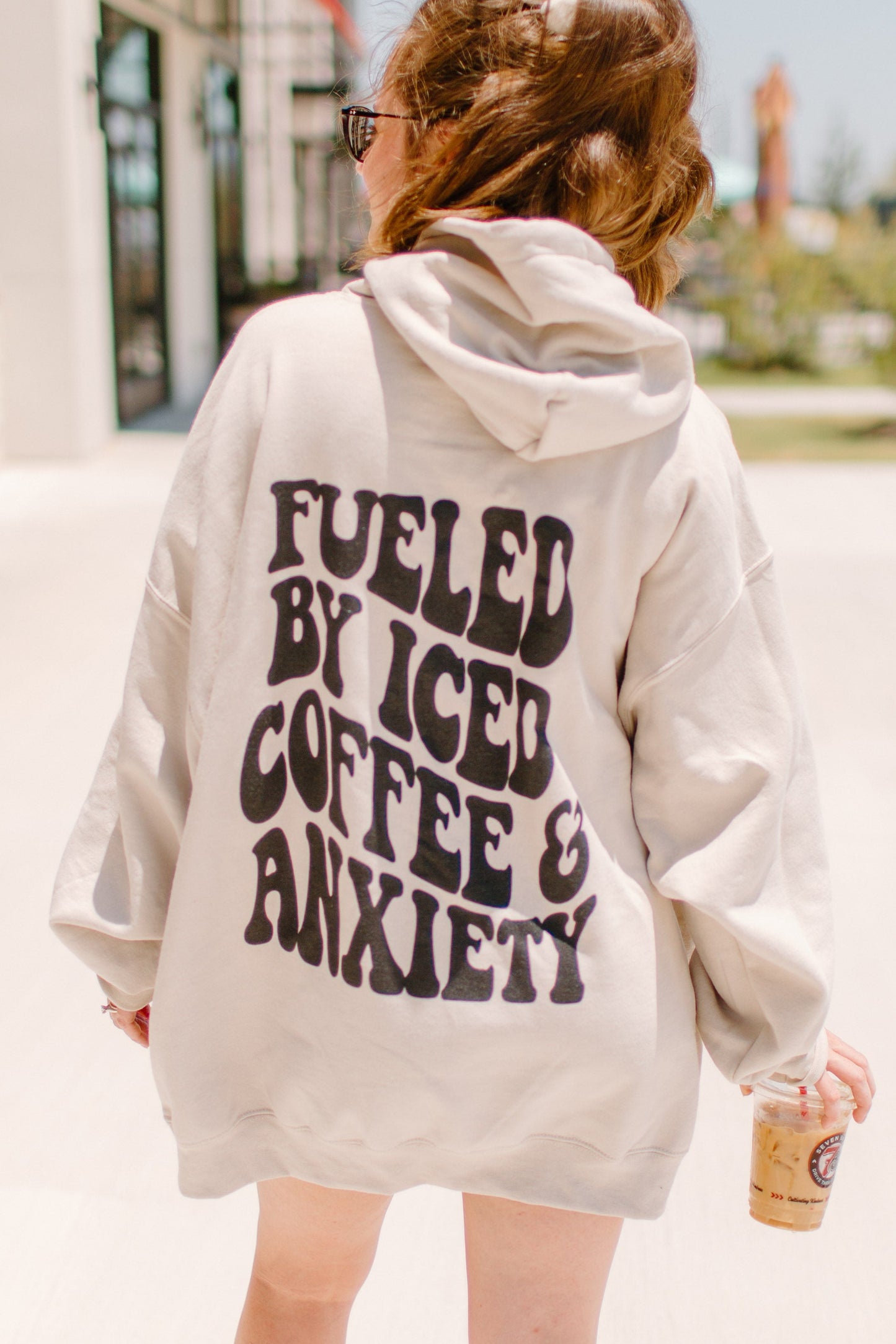 Fueled By Iced Coffee and Anxiety Graphic Tee Womens T Shirt or Sweatshirt Hoodie