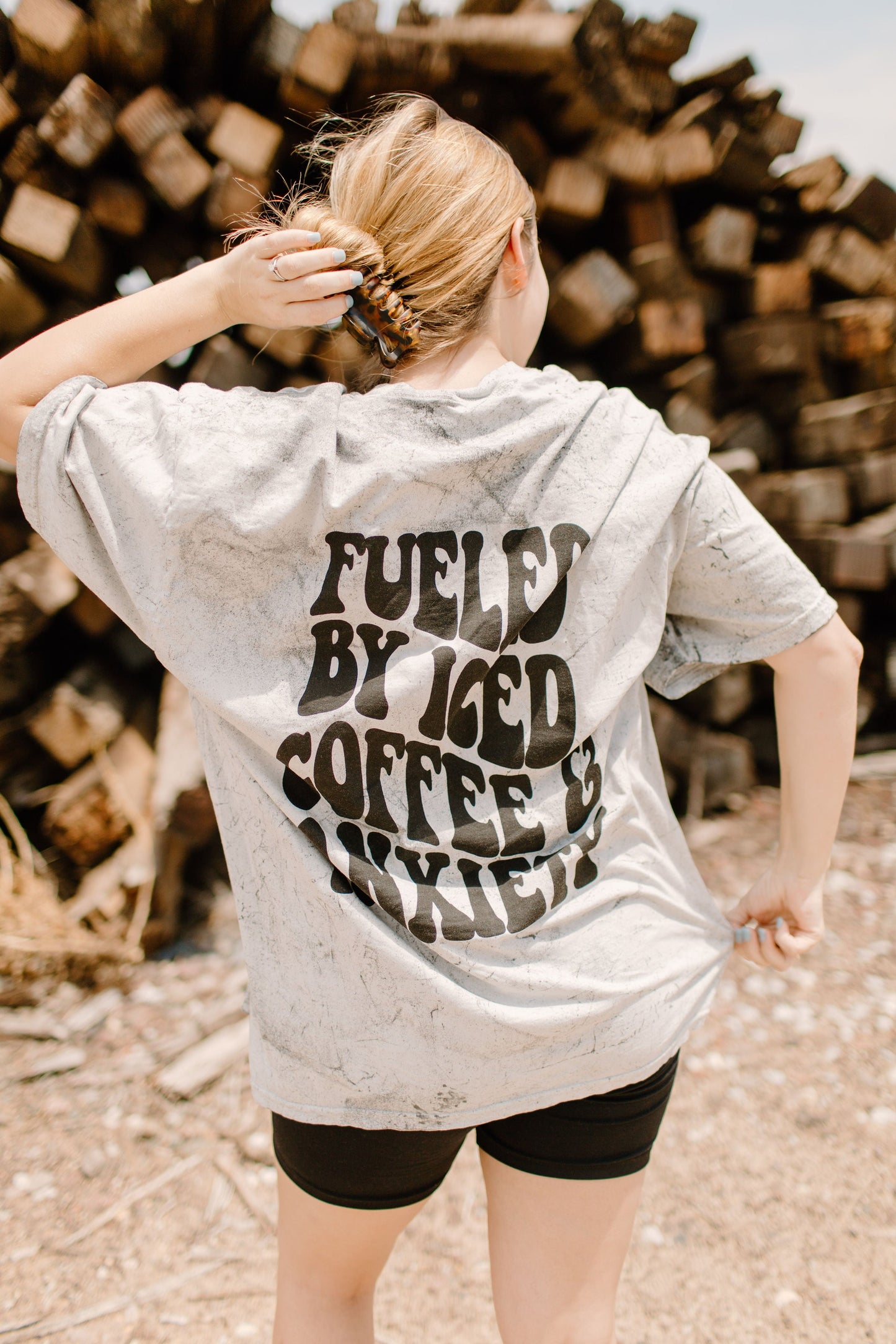 Fueled By Iced Coffee and Anxiety Graphic Tee Womens T Shirt or Sweatshirt Hoodie