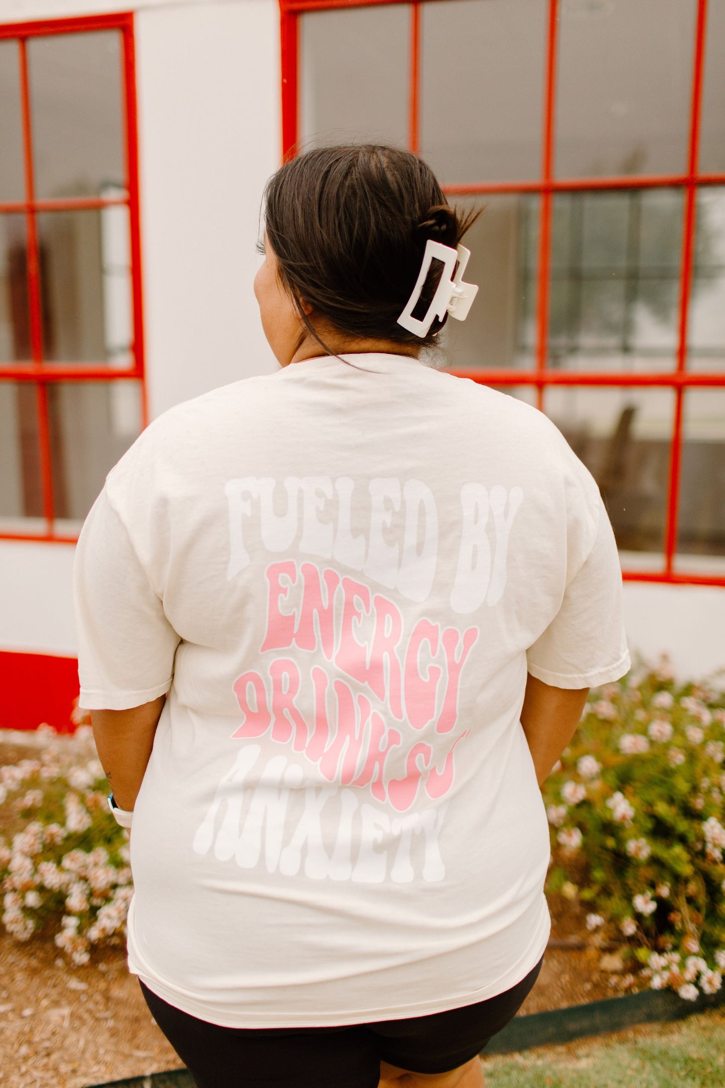 Fueled By Energy Drinks and Anxiety Graphic Tee Womens T Shirt