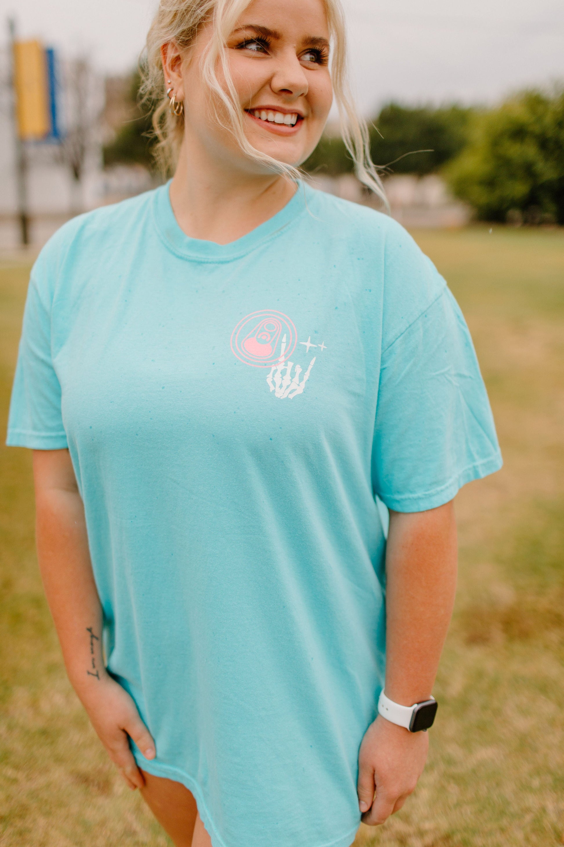 Fueled By Energy Drinks and Anxiety Graphic Tee Womens T Shirt