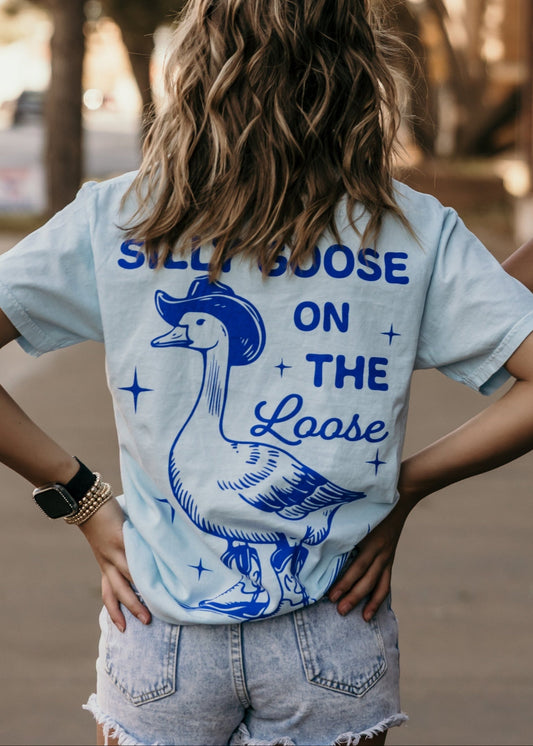 Silly Goose on the Loose Womens Graphic Tee T Shirt or Crewneck Sweatshirt