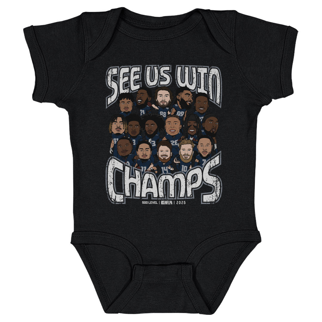 Seattle Football 2025 Champs Cartoon WHT