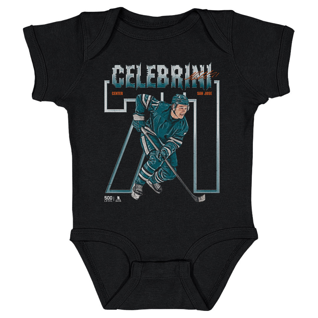 Macklin Celebrini San Jose Number Outline WHT