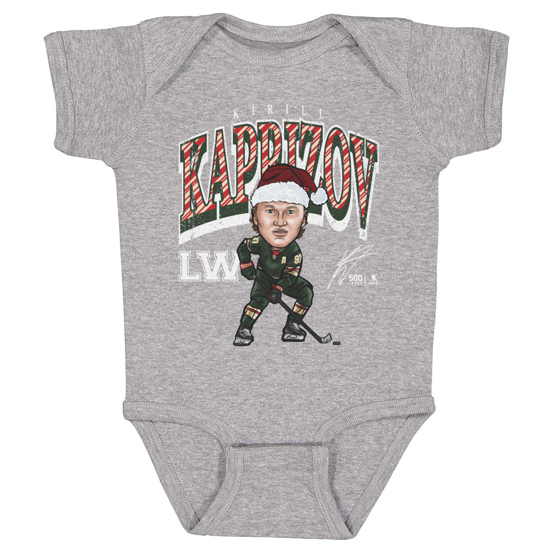 Kirill Kaprizov Minnesota Cartoon Santa Hat WHT