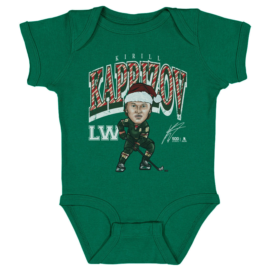 Kirill Kaprizov Minnesota Cartoon Santa Hat WHT