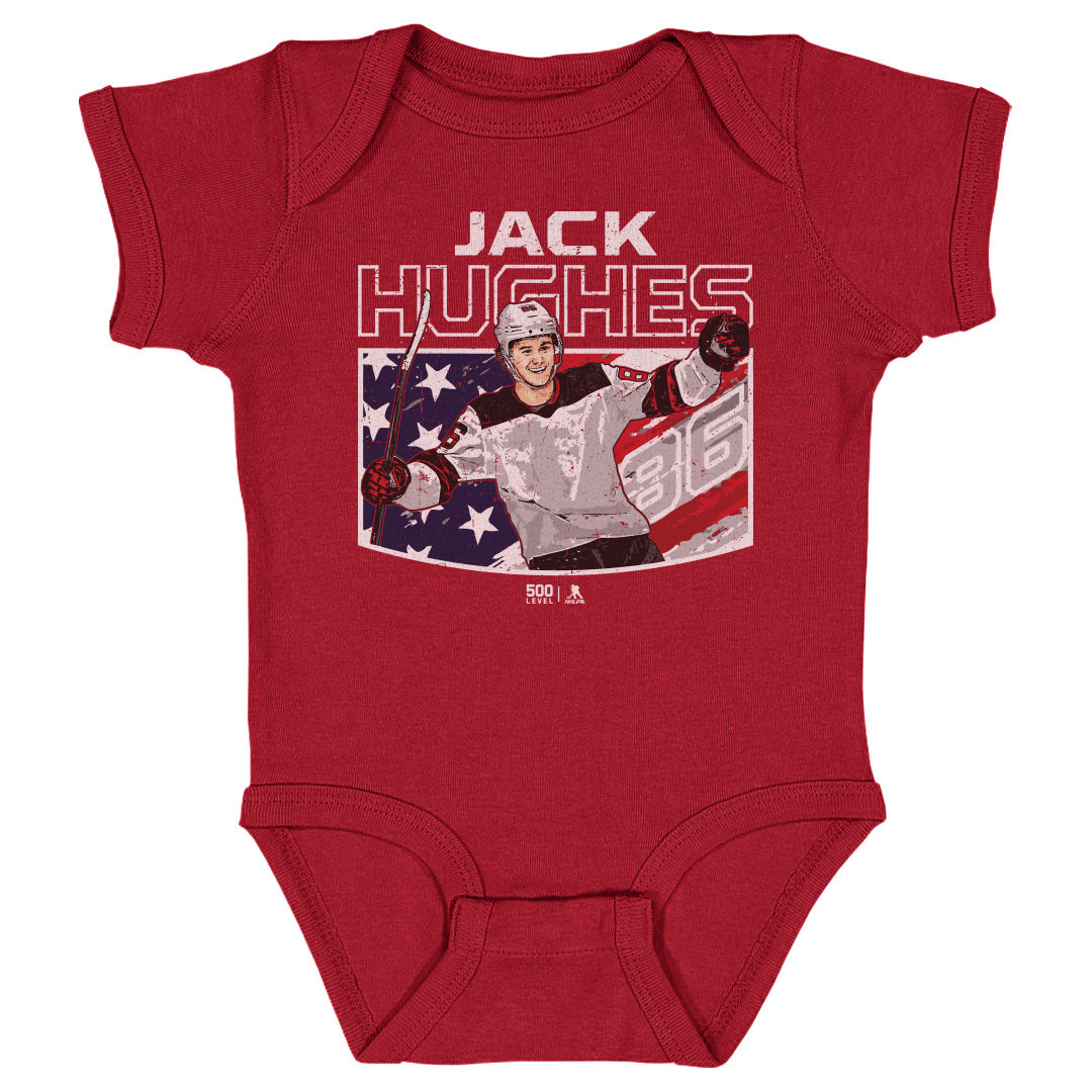 Jack Hughes New Jersey American Flag WHT