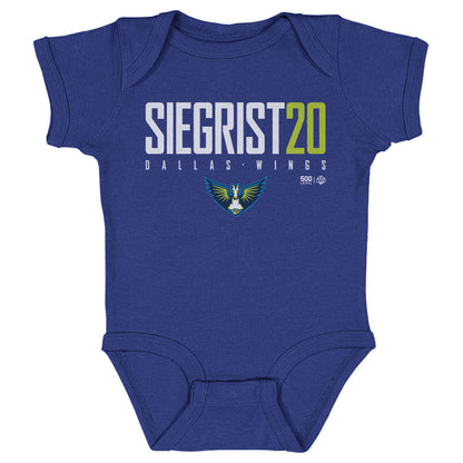 Maddy Siegrist Dallas Wings Elite WHT Kids Infant Baby Romper 500 Level Officially Licensed Fan Gear
