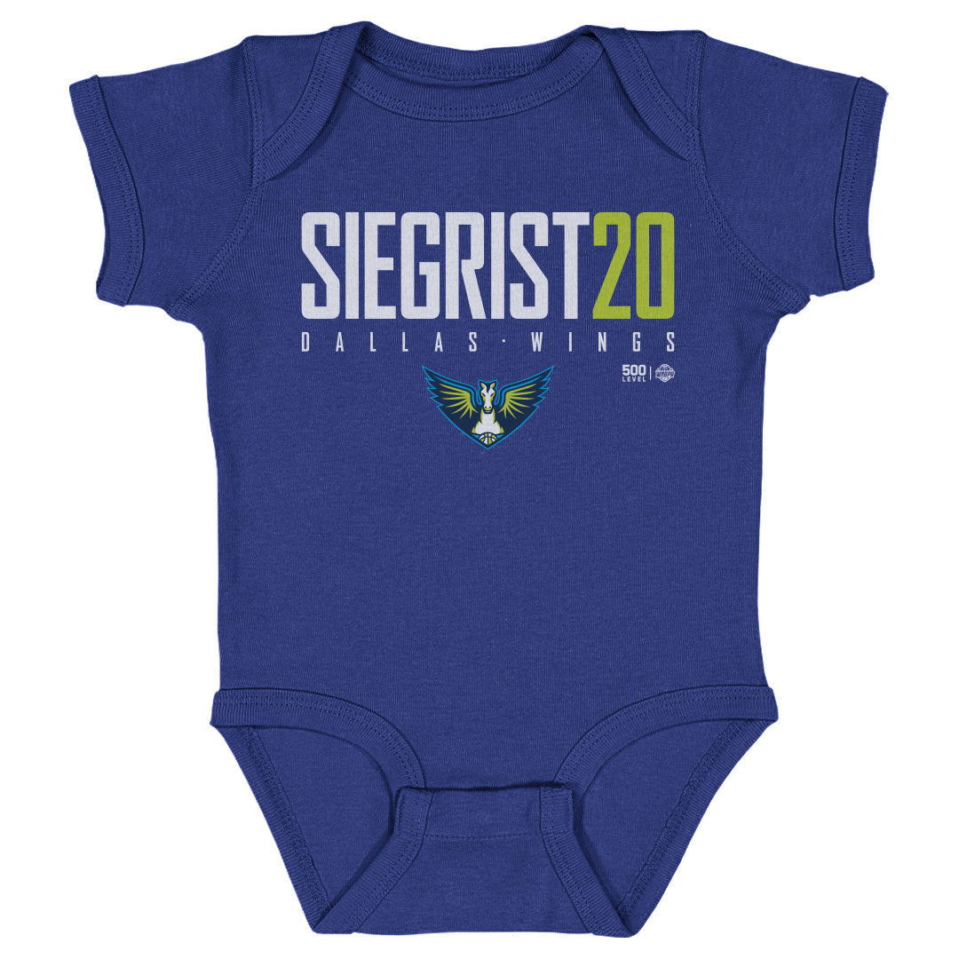 Maddy Siegrist Dallas Wings Elite WHT Kids Infant Baby Romper 500 Level Officially Licensed Fan Gear