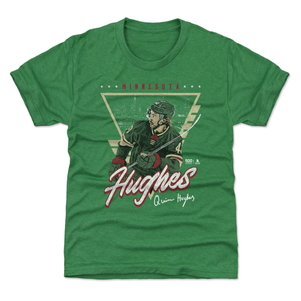 Quinn Hughes Minnesota Triangle Retro WHT