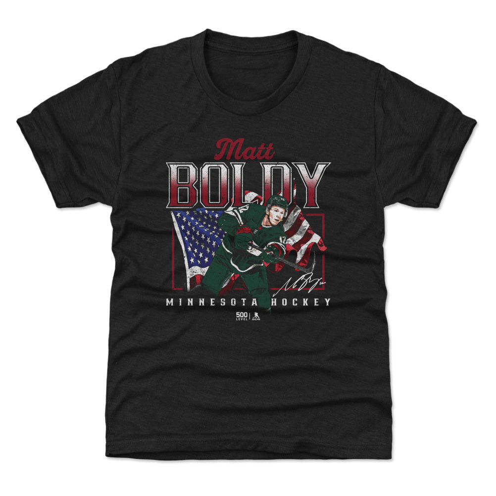 Matt Boldy Minnesota USA Flag WHT