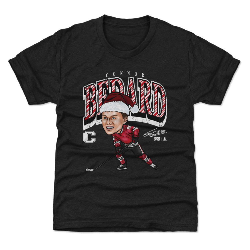 Connor Bedard Chicago Cartoon Santa Hat WHT
