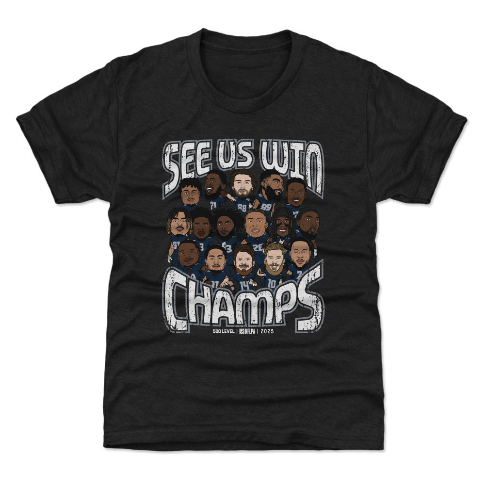 Seattle Football 2025 Champs Cartoon WHT