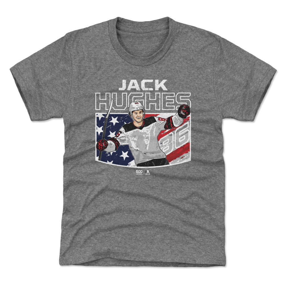 Jack Hughes New Jersey American Flag WHT