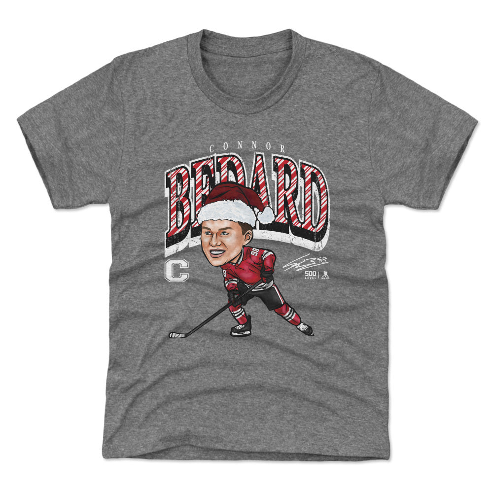 Connor Bedard Chicago Cartoon Santa Hat WHT