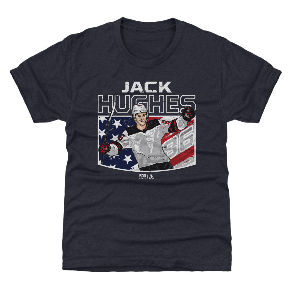Jack Hughes New Jersey American Flag WHT