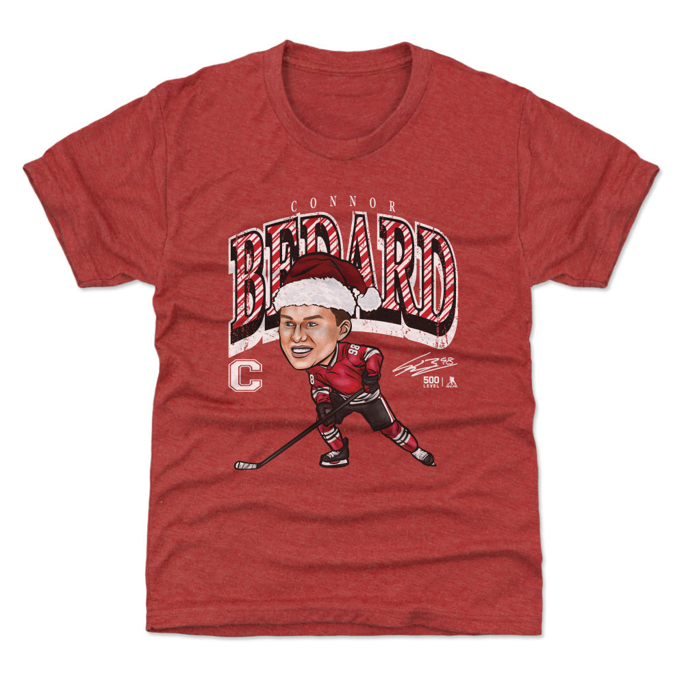 Connor Bedard Chicago Cartoon Santa Hat WHT