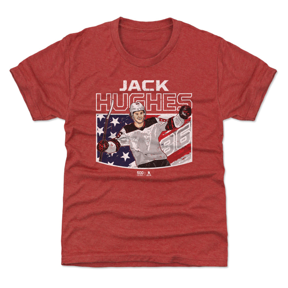 Jack Hughes New Jersey American Flag WHT