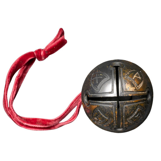 Krampus Bell Cursed Jingle Bell Metal Replica Xmas Ornament w/ Red Bag