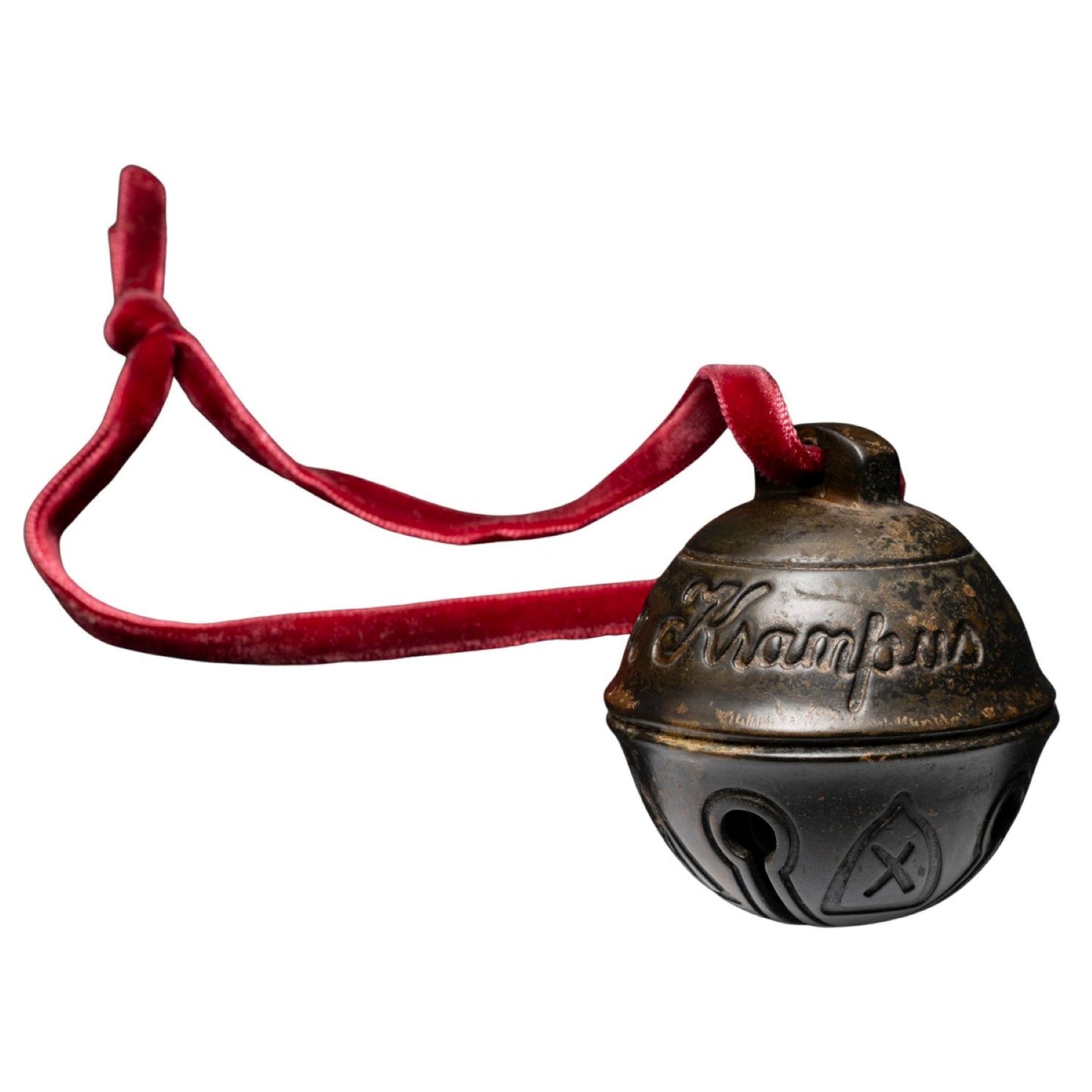 Krampus Bell Cursed Jingle Bell Metal Replica Xmas Ornament w/ Red Bag