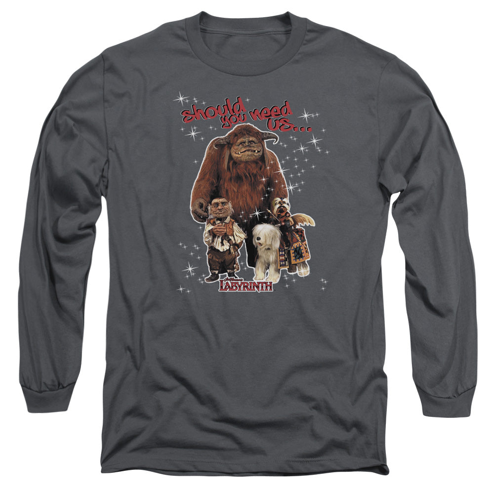 Labyrinth Should You Need Us Mens Long Sleeve Shirt Charcoal
