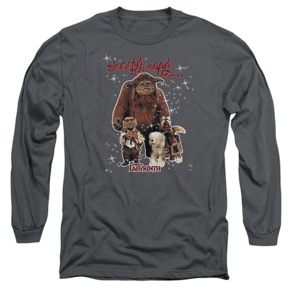 Labyrinth Should You Need Us Mens Long Sleeve Shirt Charcoal