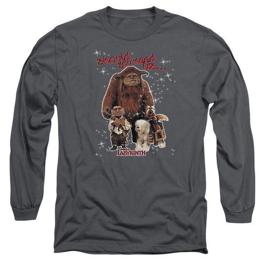Labyrinth Should You Need Us Mens Long Sleeve Shirt Charcoal