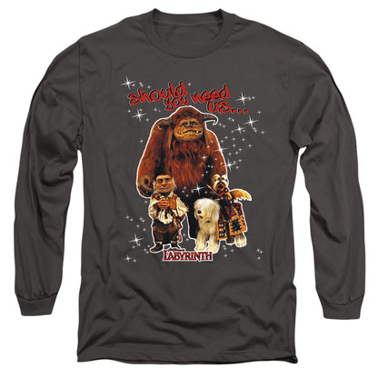 Labyrinth Should You Need Us Mens Long Sleeve Shirt Charcoal Officially Licensed