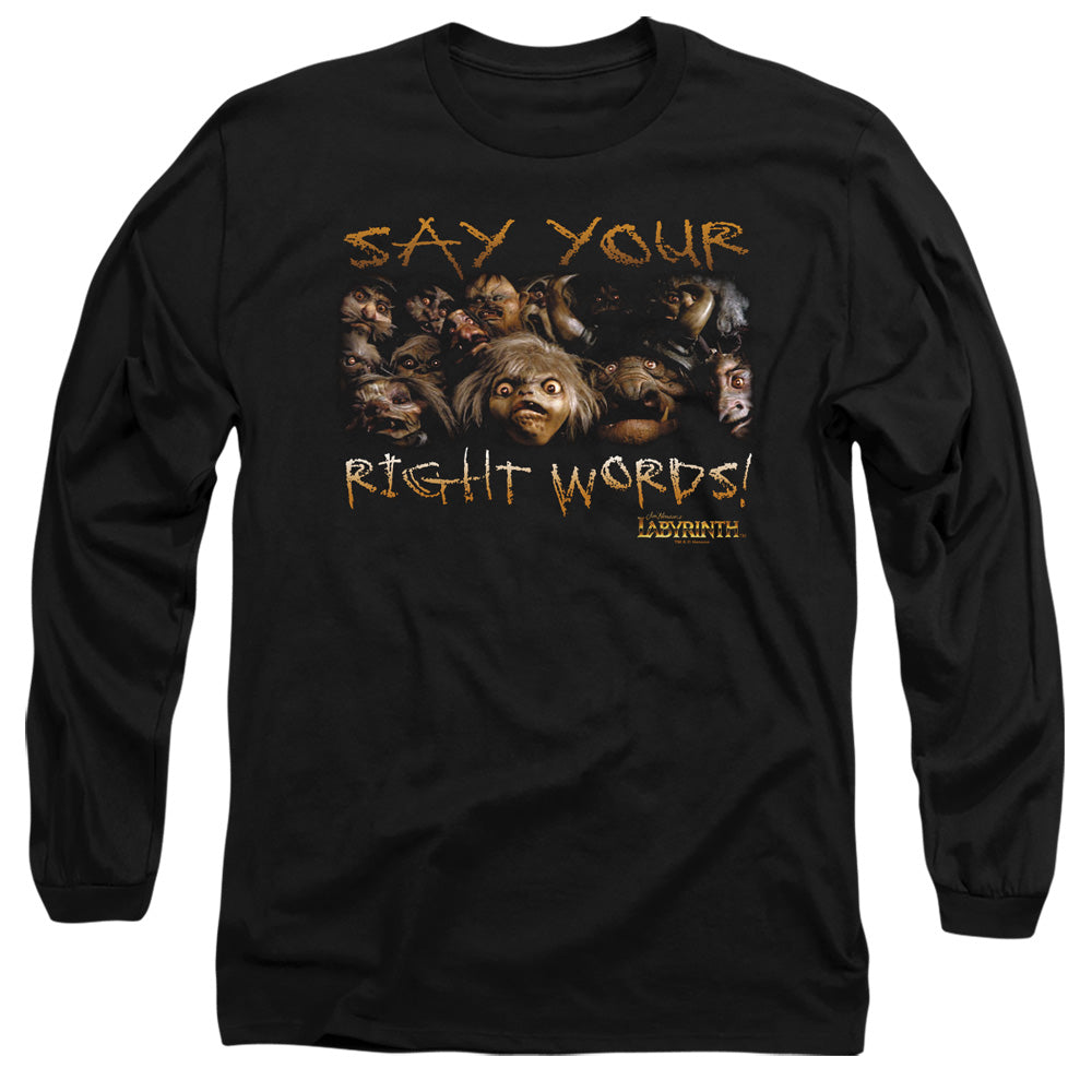 Labyrinth Say Your Right Words Mens Long Sleeve Shirt Black Officially Licensed