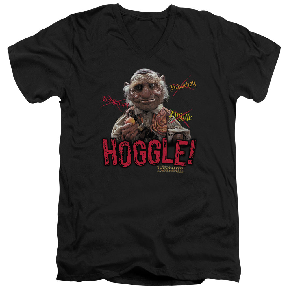 Labyrinth Hoggle Mens Slim Fit V-Neck T Shirt Black