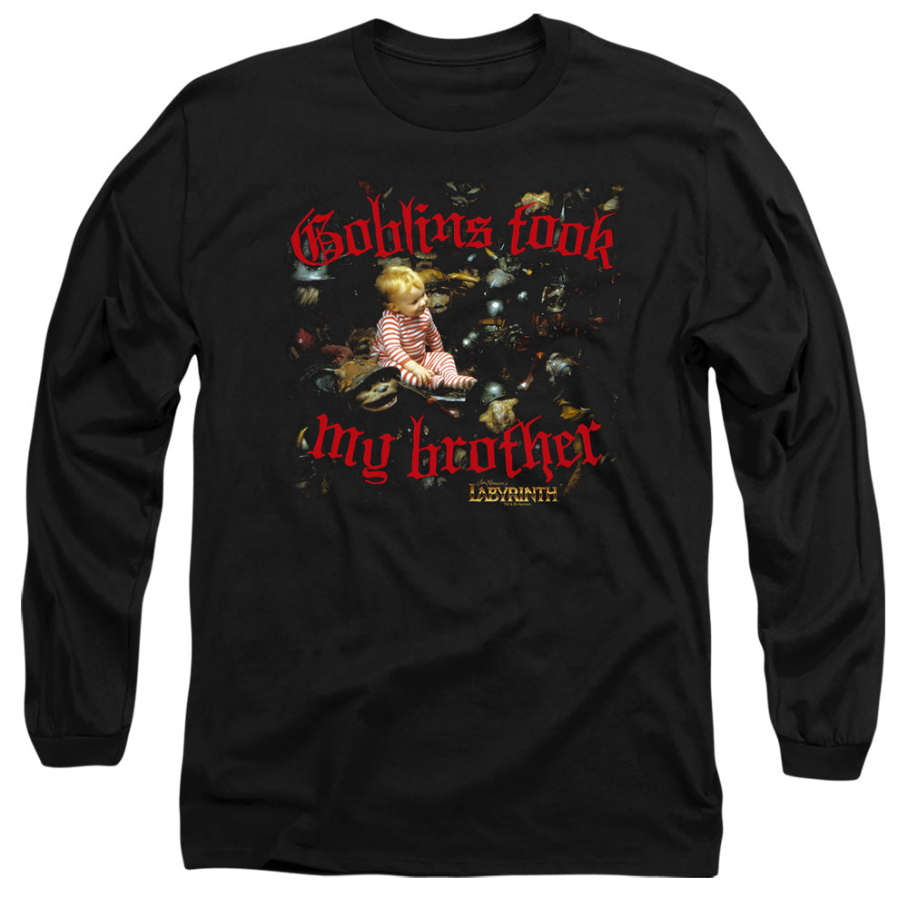 Labyrinth Goblins Took My Brother Mens Long Sleeve Shirt Black Officially Licensed