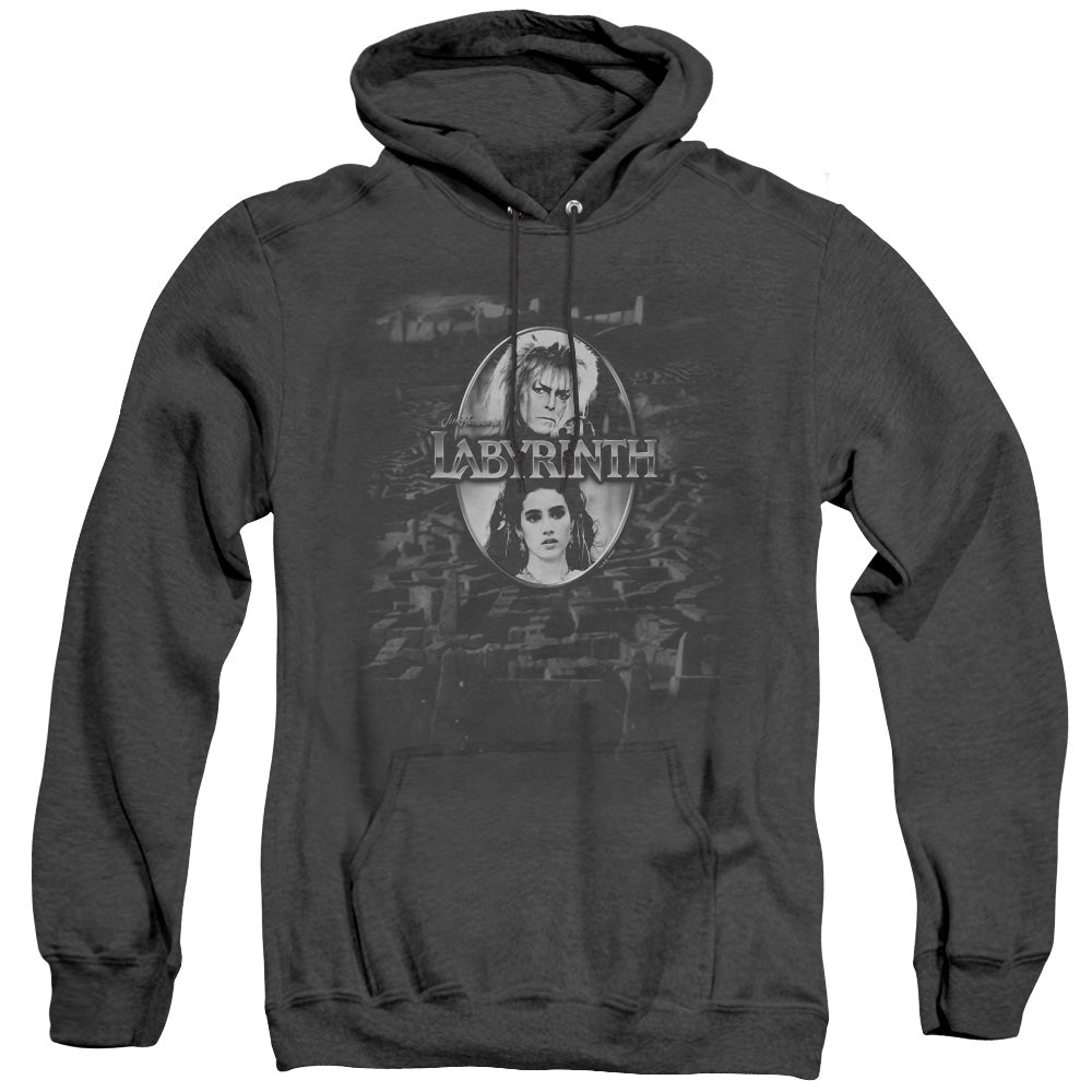 Labyrinth Maze Heather Mens Hoodie Black