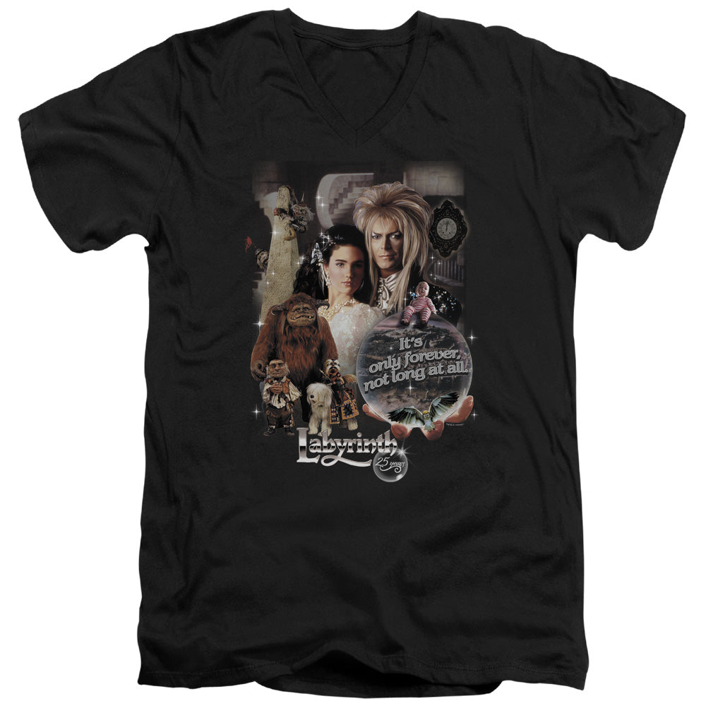 Labyrinth 25 Years of Magic Mens Slim Fit V-Neck T Shirt Black