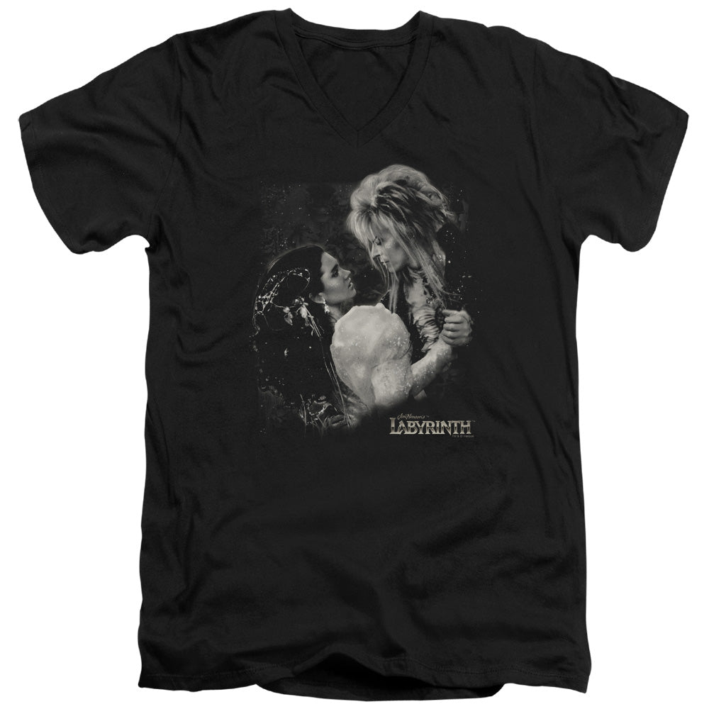 Labyrinth Dream Dance Mens Slim Fit V-Neck T Shirt Black