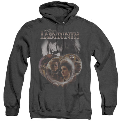 Labyrinth Globes Heather Mens Hoodie Black