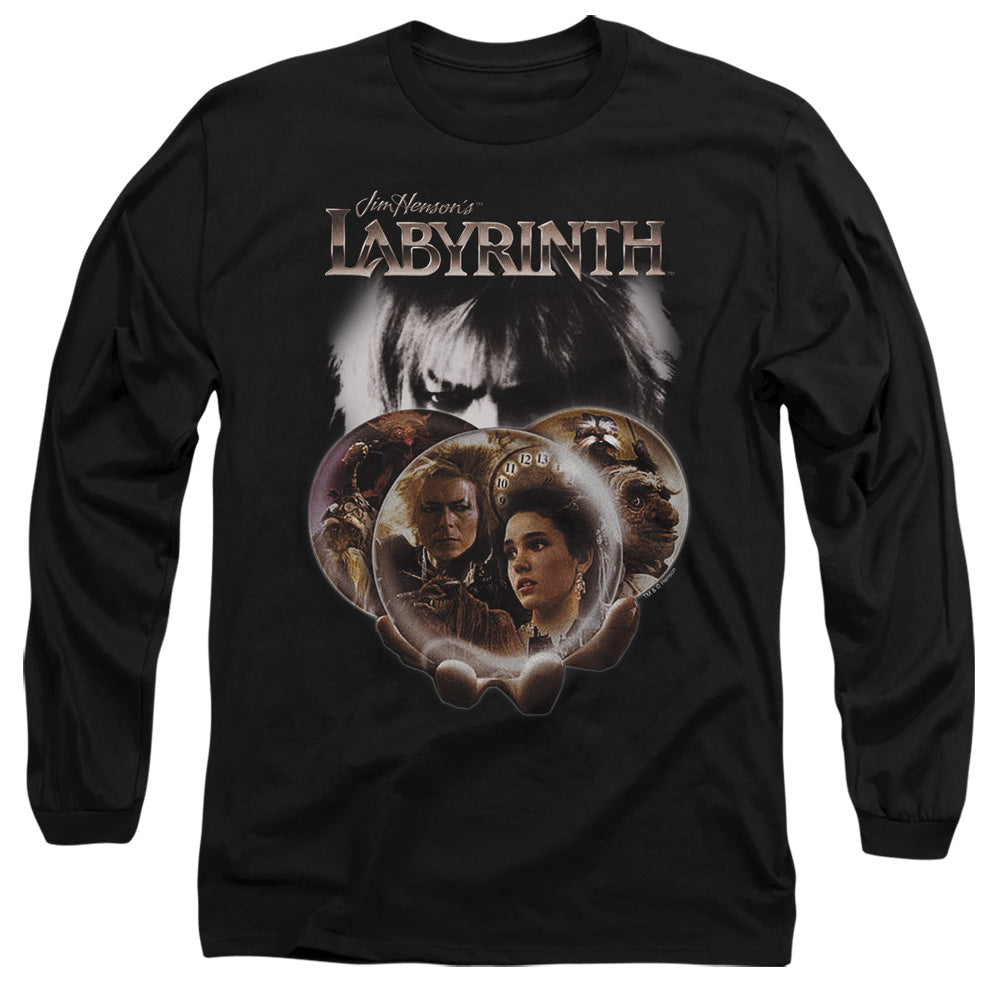 Labyrinth Globes Mens Long Sleeve Shirt Black Officially Licensed